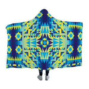 Kaleidoscope Jaune Bleu Hooded Blanket