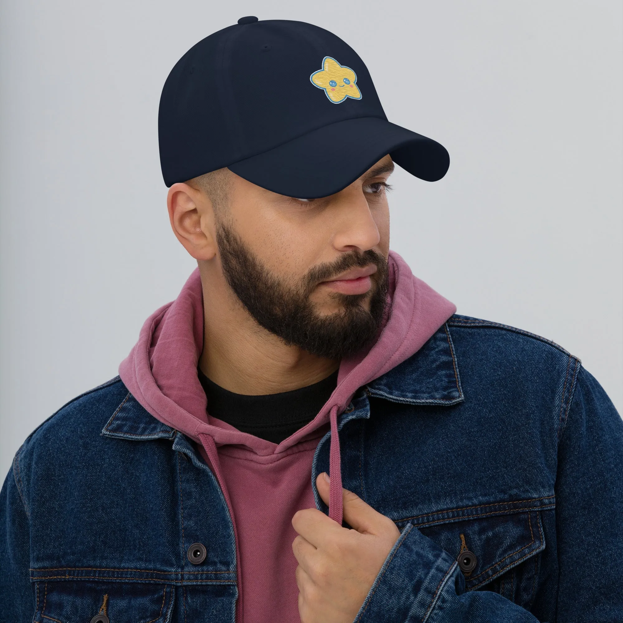 Kawaii Star Embroidered Navy Hat