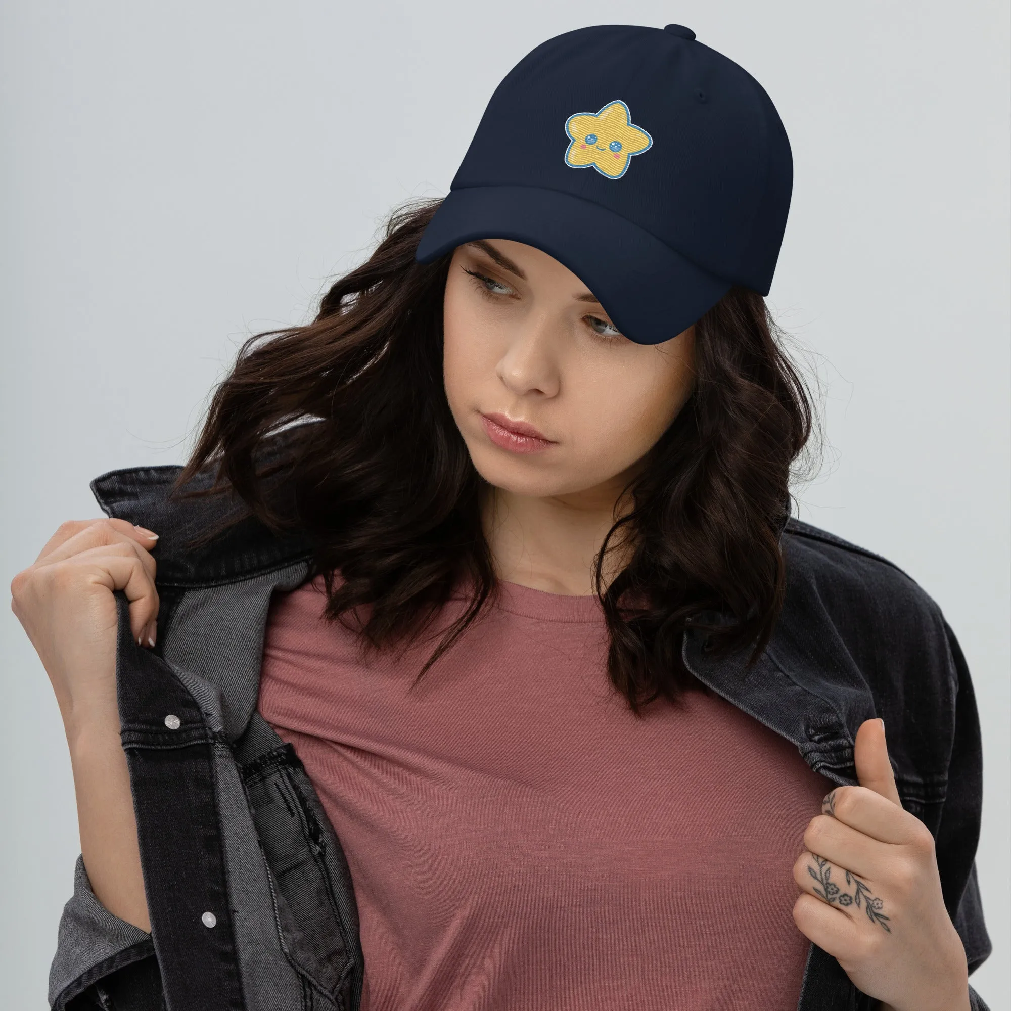 Kawaii Star Embroidered Navy Hat