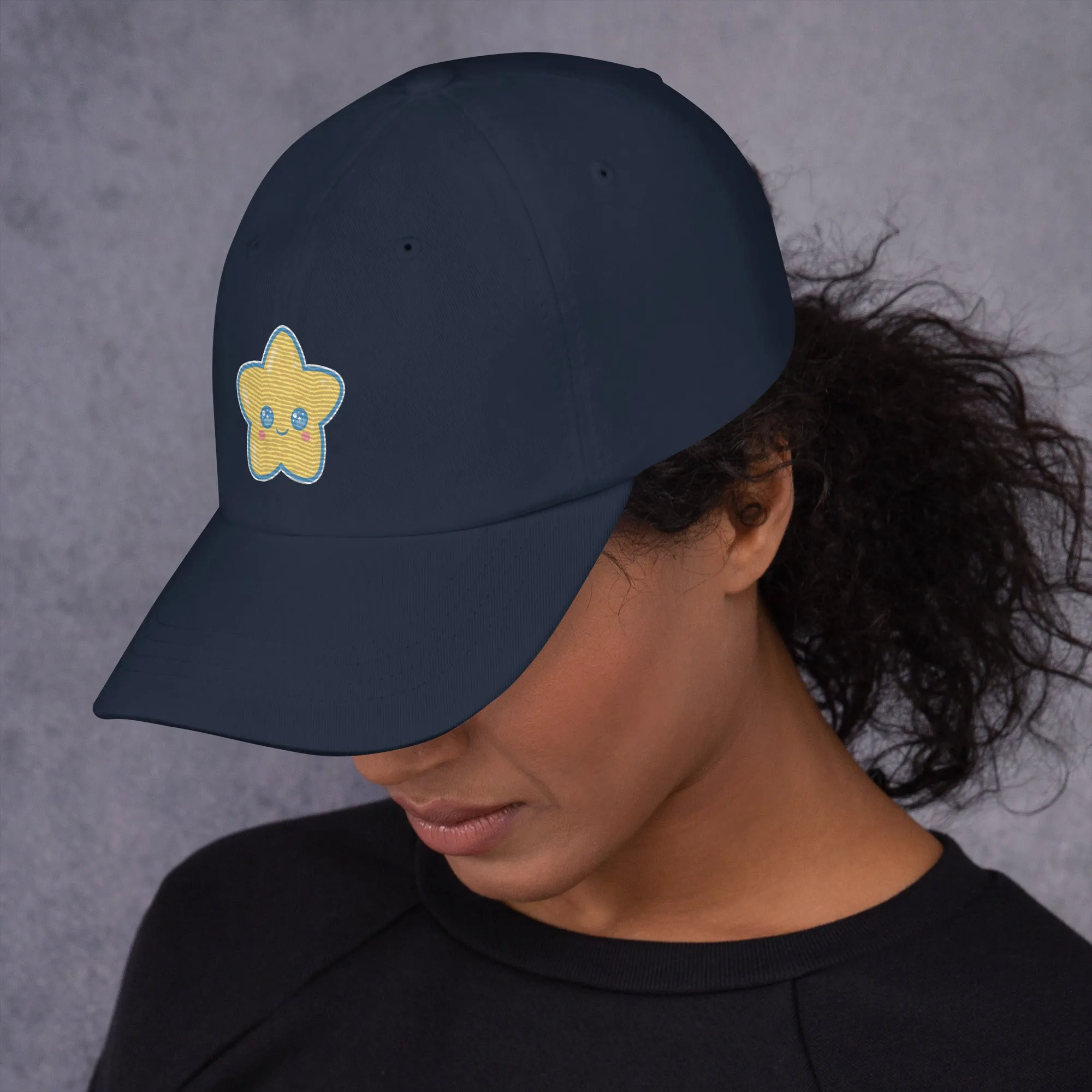 Kawaii Star Embroidered Navy Hat