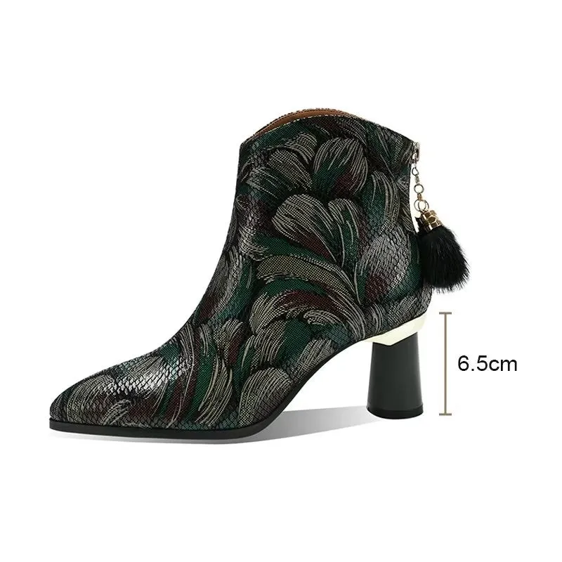 LeatherLux Exotic Autumn Ankle Boots