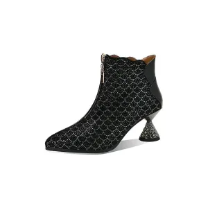 LeatherLux Exotic Texture Autumn Ankle Boots