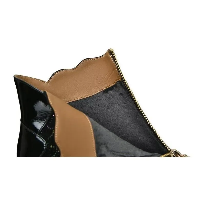 LeatherLux Exotic Texture Autumn Ankle Boots