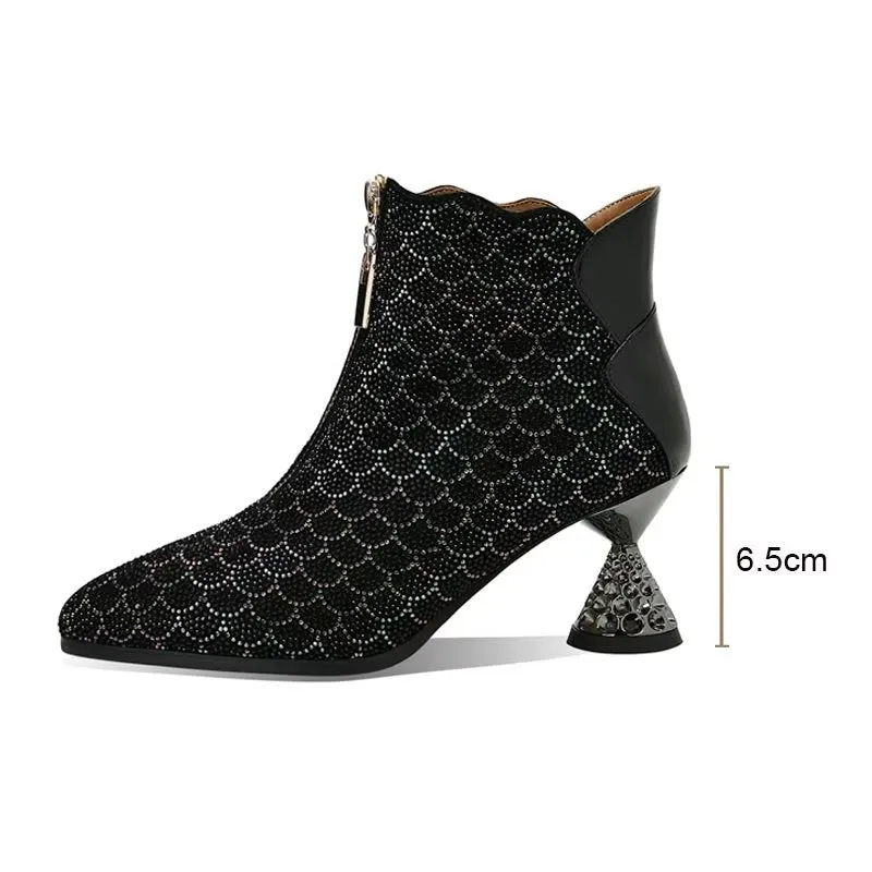 LeatherLux Exotic Texture Autumn Ankle Boots