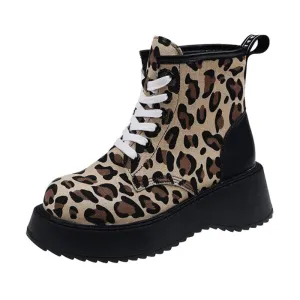 Leopard Lace Up Boots