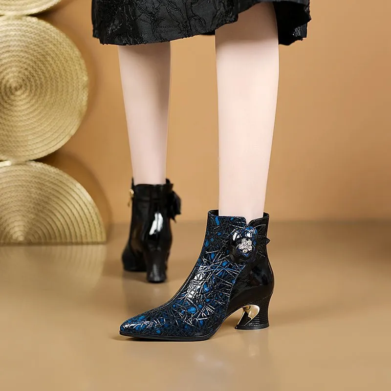 Luxe Alligator Winter Party Stiletto Ankle Boots