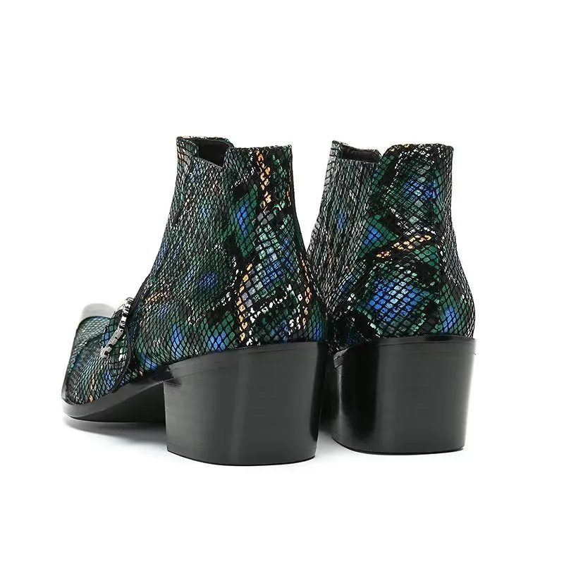 Luxe Exotica Leather Ankle Boots