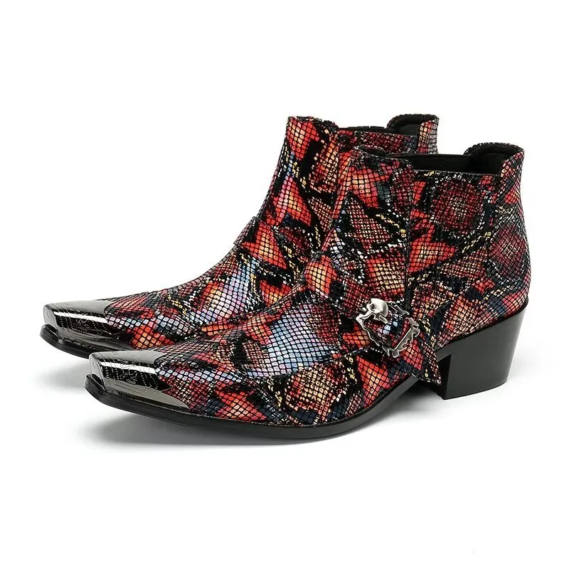 Luxe Exotica Leather Ankle Boots