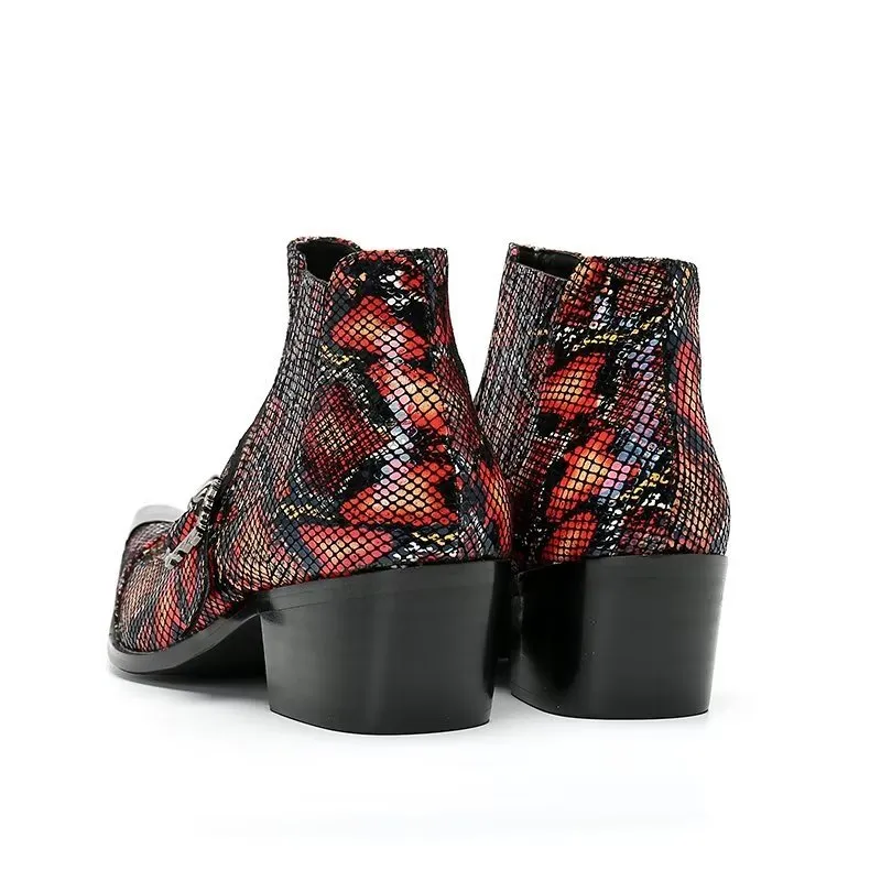 Luxe Exotica Leather Ankle Boots