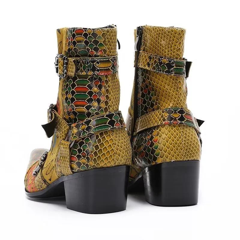 LuxeCroc Pattern Leather Dress Boots