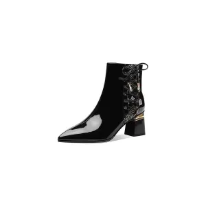 LuxeLeather Chic Pointed Ankle Boots