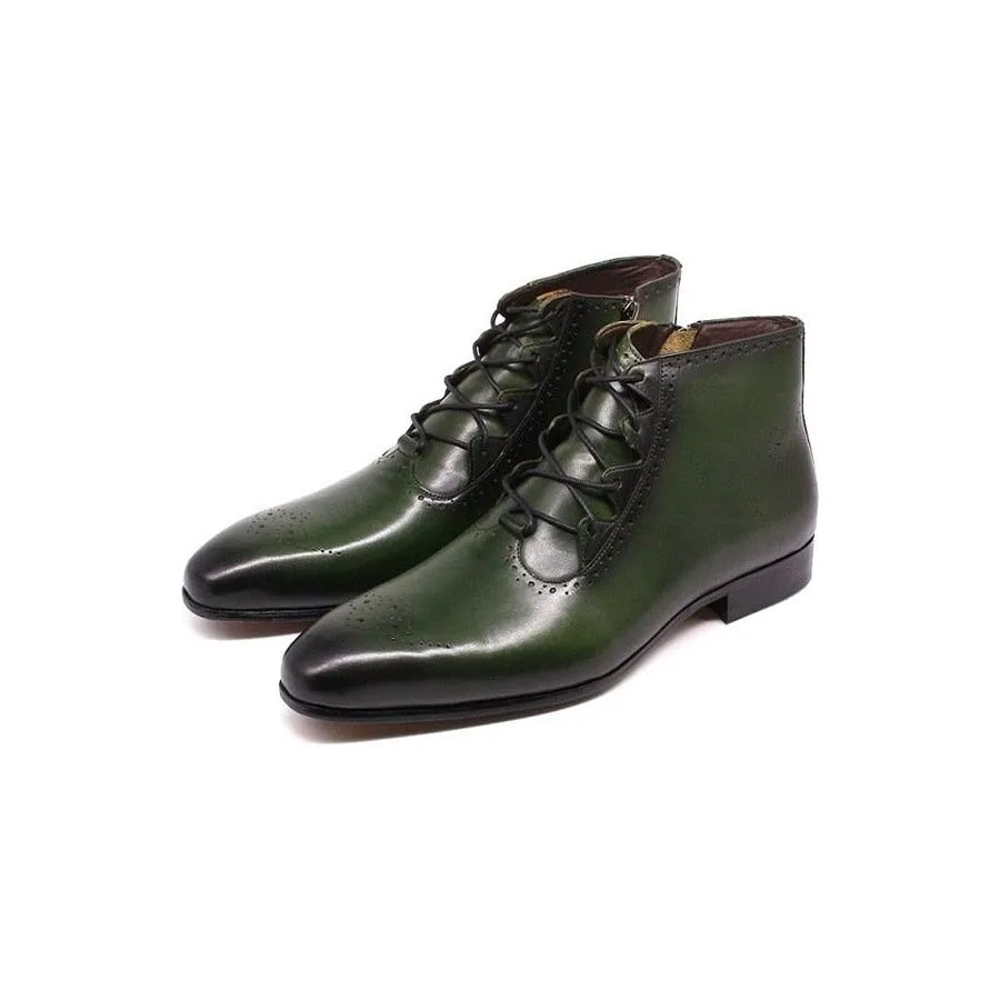 LuxeLeather Exotic Lace-up Ankle Derby Boots