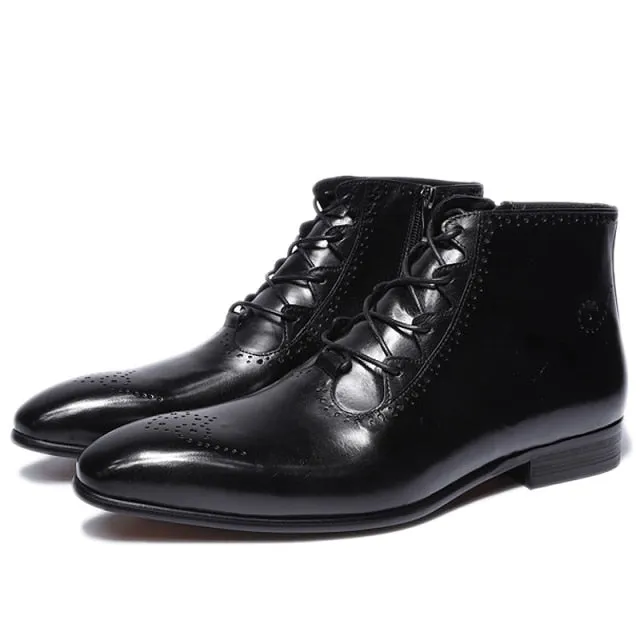 LuxeLeather Exotic Lace-up Ankle Derby Boots