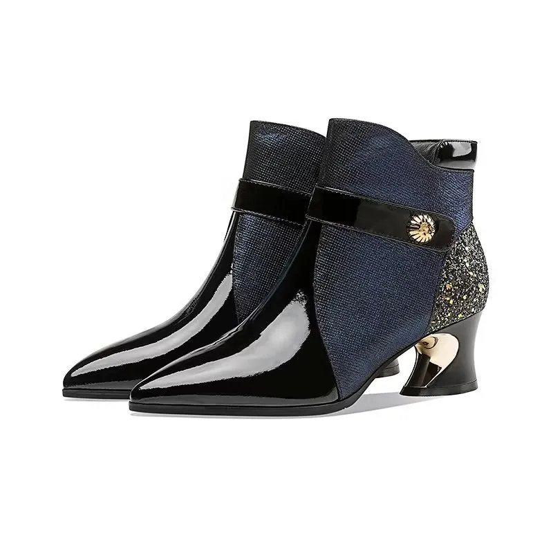 LuxeLeather Exotic Pointed Toe Ankle Boots