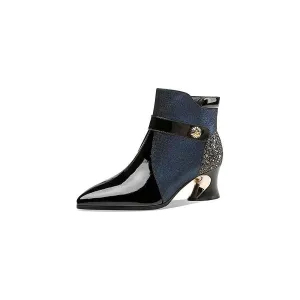 LuxeLeather Exotic Pointed Toe Ankle Boots