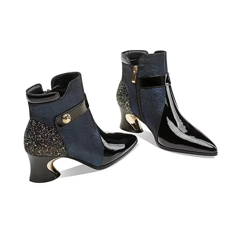 LuxeLeather Exotic Pointed Toe Ankle Boots