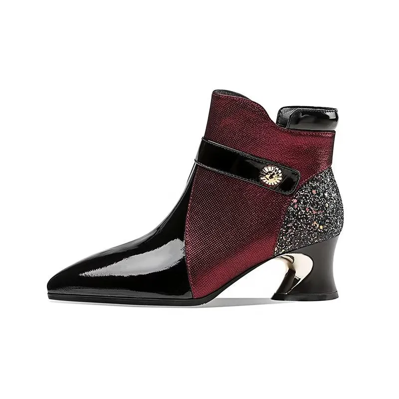 LuxeLeather Exotic Pointed Toe Ankle Boots