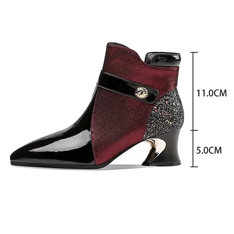 LuxeLeather Exotic Pointed Toe Ankle Boots