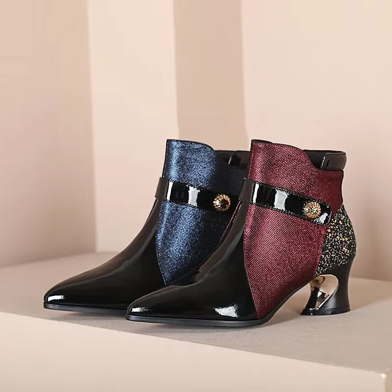 LuxeLeather Exotic Pointed Toe Ankle Boots