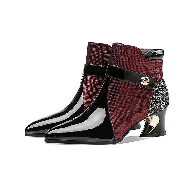 LuxeLeather Exotic Pointed Toe Ankle Boots