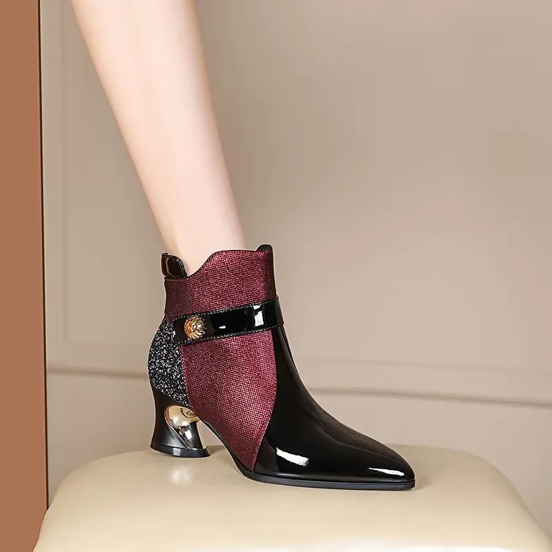 LuxeLeather Exotic Pointed Toe Ankle Boots