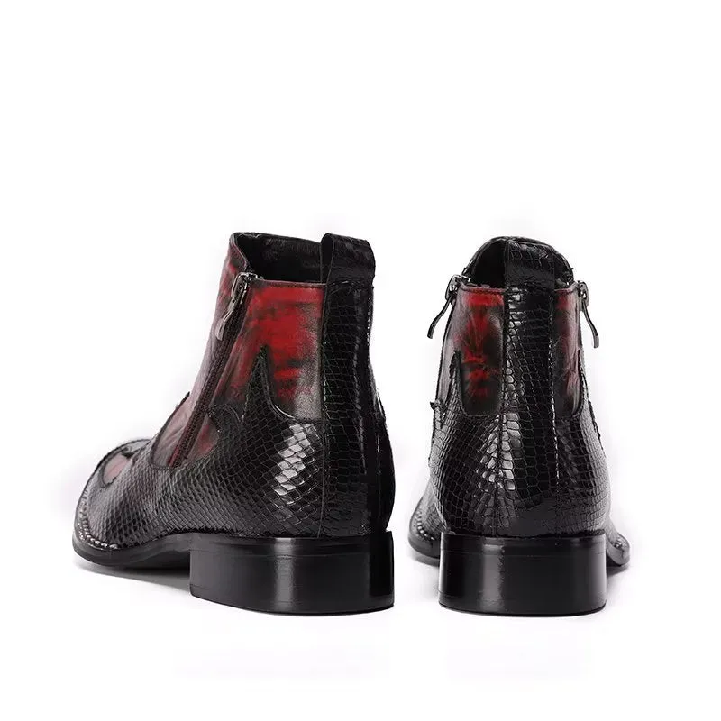 LuxeLeather Exotic Texture Ankle Boots