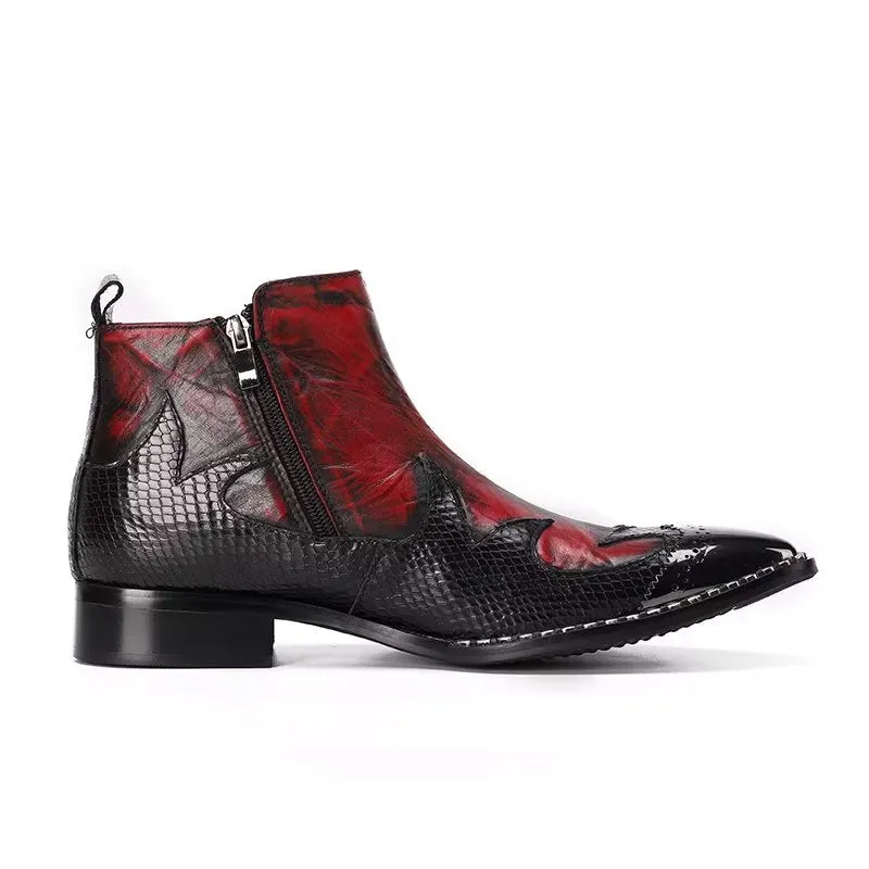 LuxeLeather Exotic Texture Ankle Boots