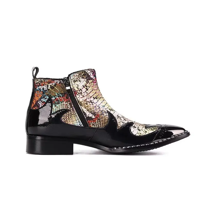 LuxeLeather Exotic Texture Ankle Boots