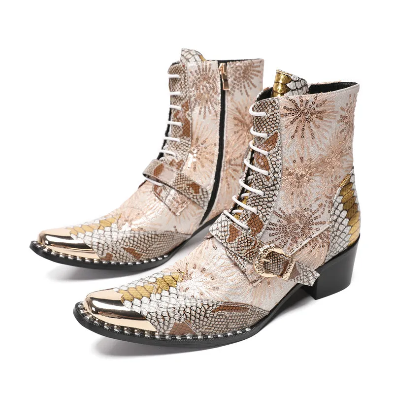 LuxExotic Leather Ankle Boots