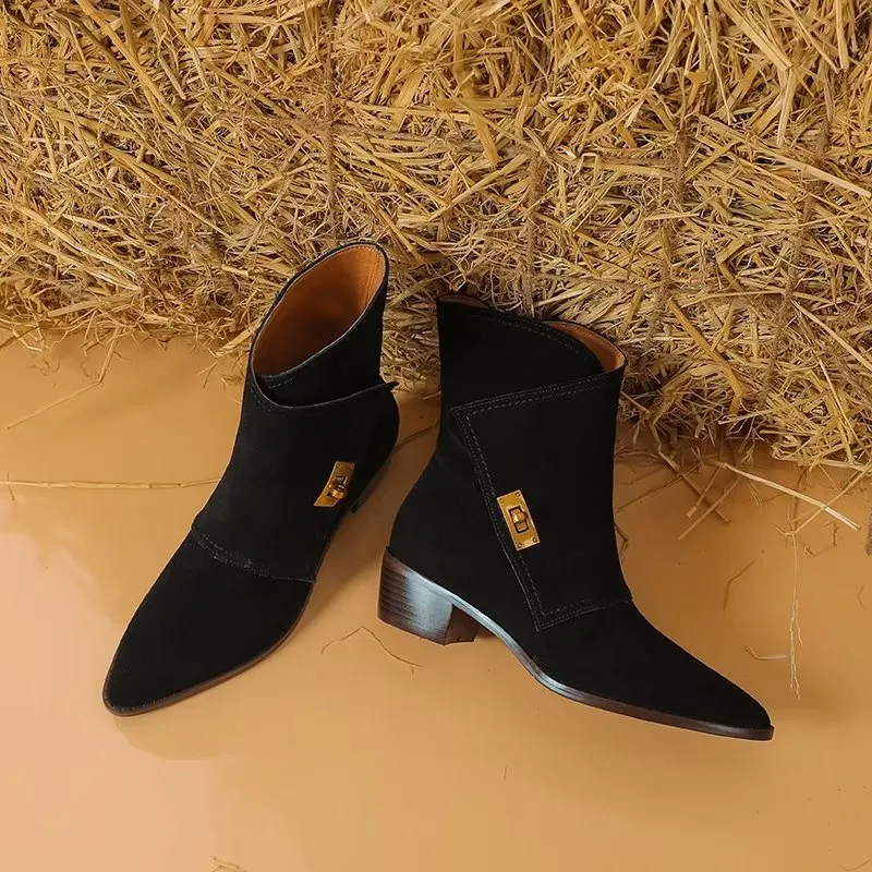 Luxury Autumn Leather Chic Ankle Boots