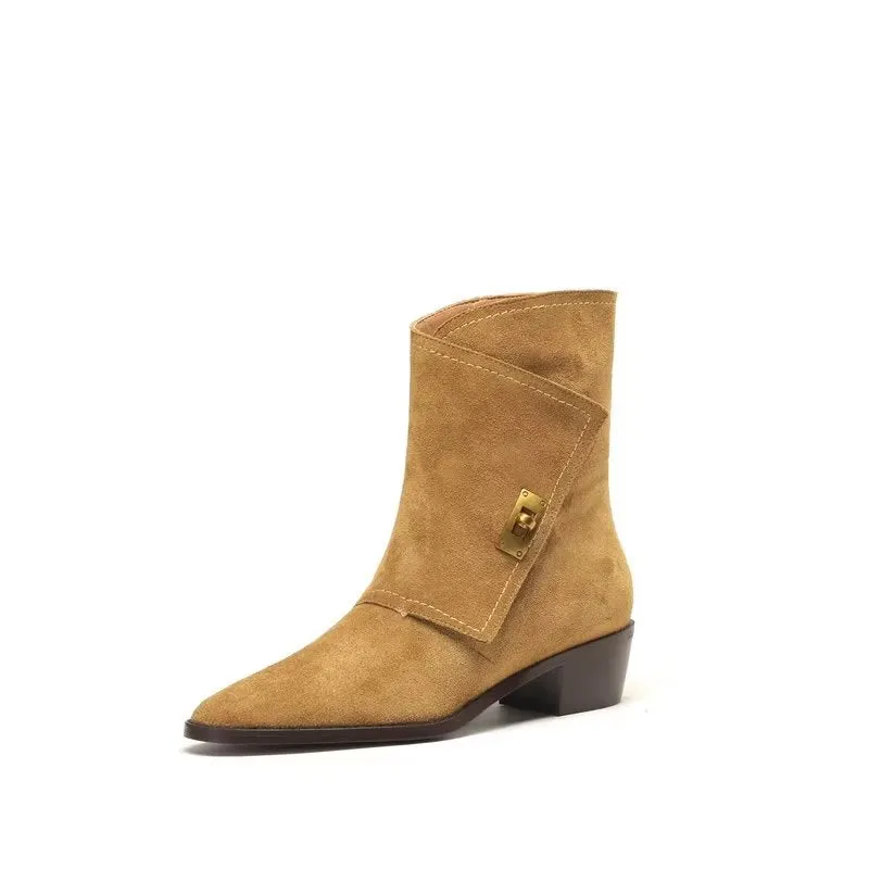 Luxury Autumn Leather Chic Ankle Boots