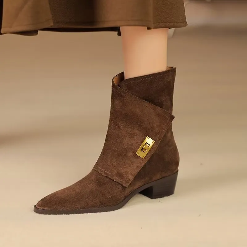 Luxury Autumn Leather Chic Ankle Boots