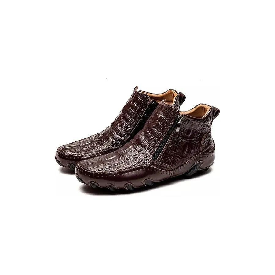 Luxury British Alligator Leather Slip-On Ankle Boots