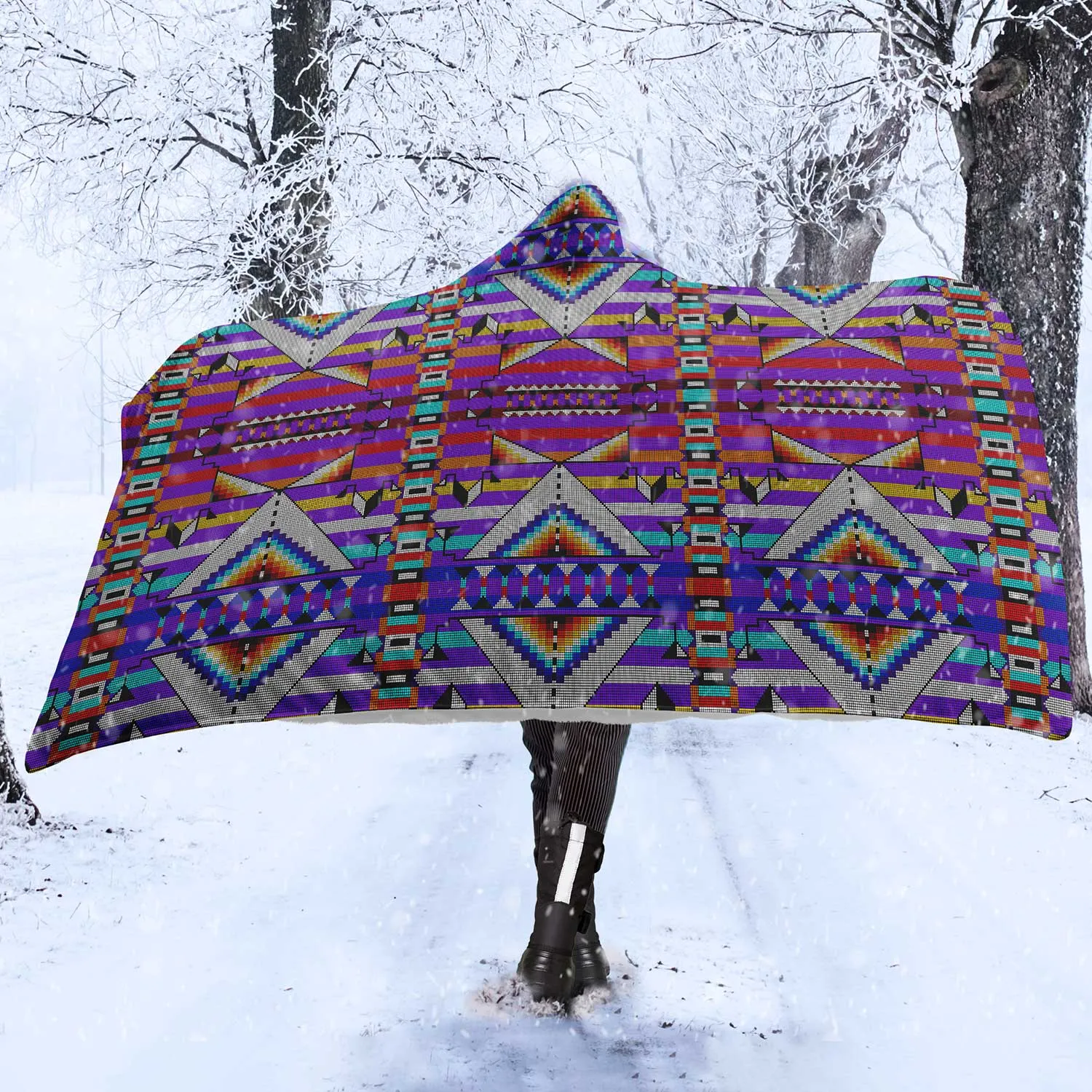 Medicine Blessing Purple Hooded Blanket