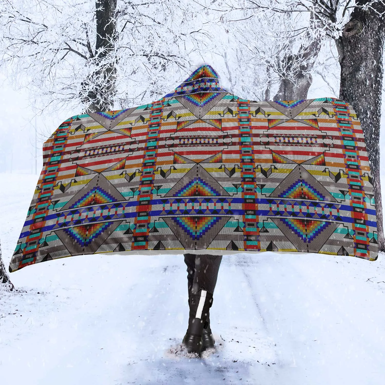 Medicine Blessing White Hooded Blanket