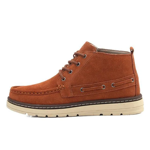 Mens Suede Leather Ankle Lace Up Boots