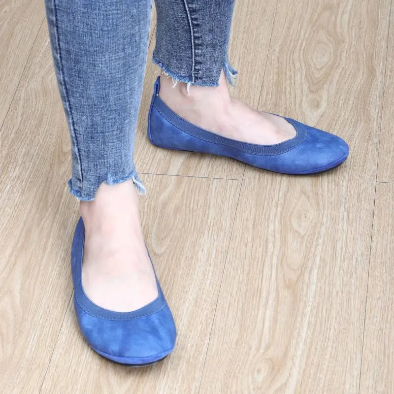 Nina Foldable Ballet Flat in Royal Blue Vegan