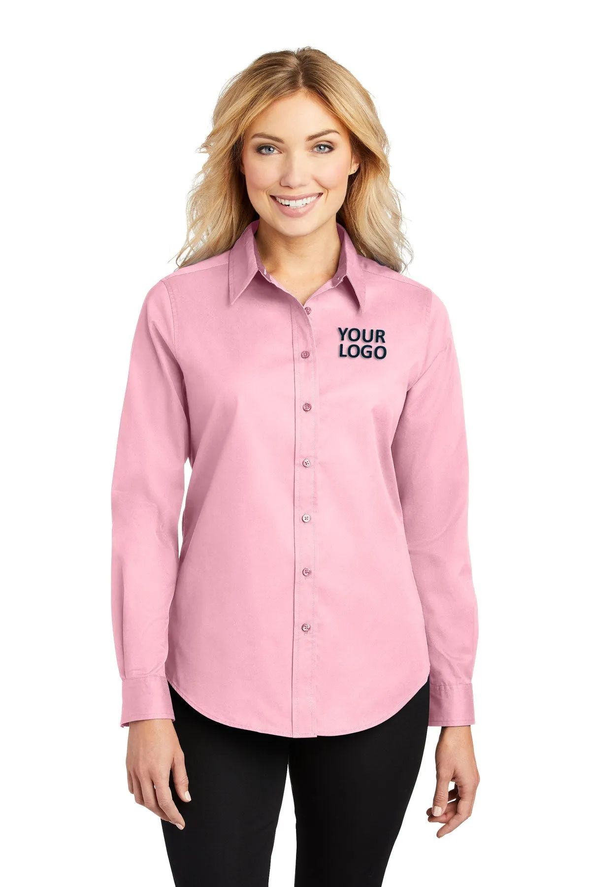 Port Authority Ladies Branded Easy Care Shirts, Light Pink