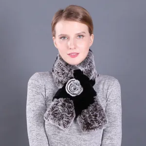 Rex rabbit fur scarf neck women's winter wild fur scarf woven thick warm wool