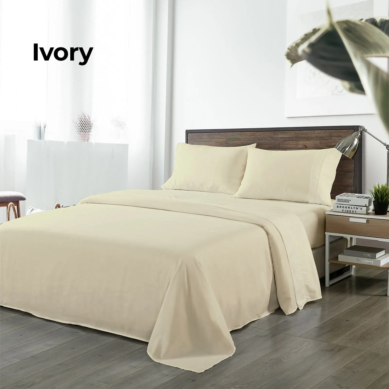 Royal Comfort Bamboo Blended Sheet & Pillowcases Set 1000TC Ultra Soft Bedding Double Ivory