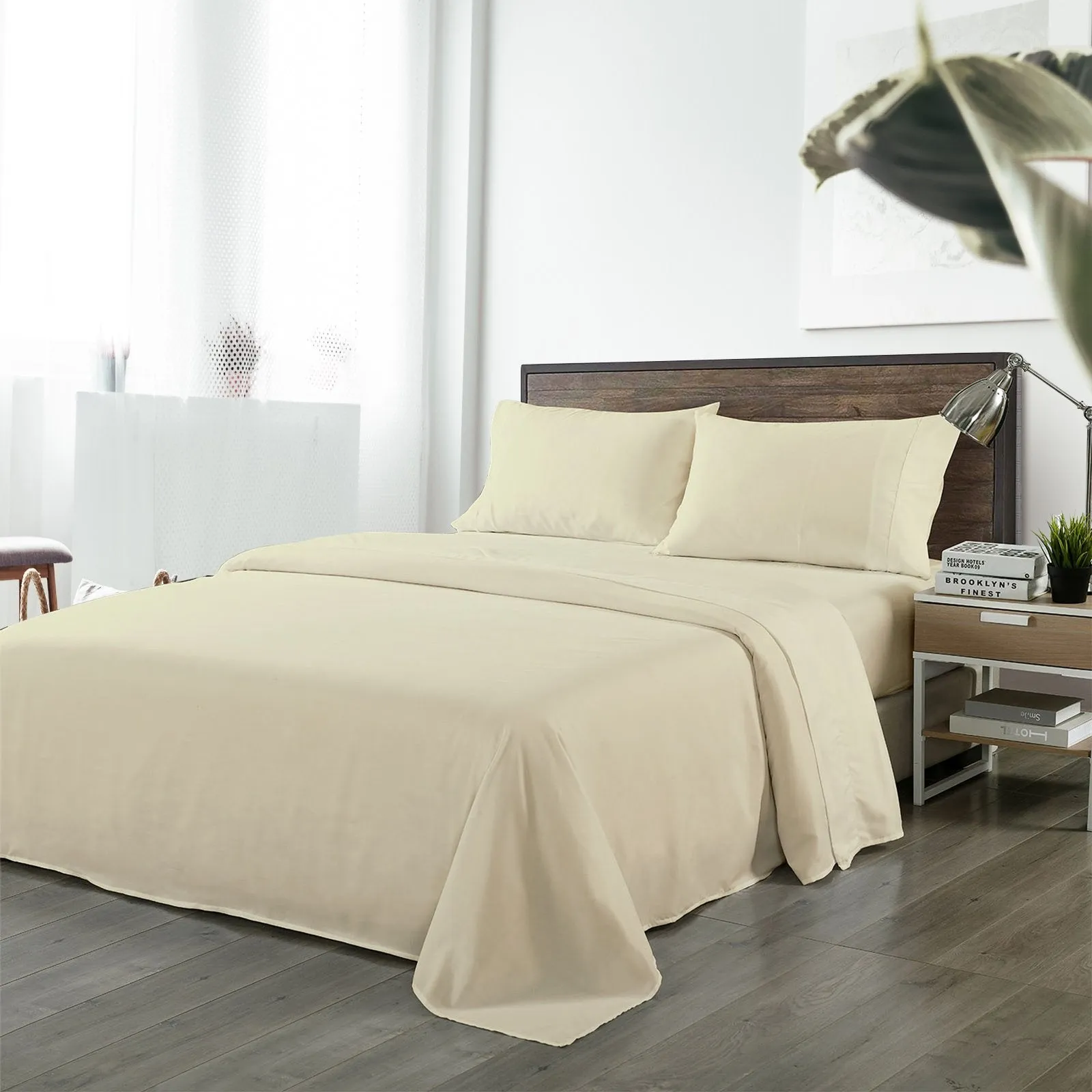 Royal Comfort Bamboo Blended Sheet & Pillowcases Set 1000TC Ultra Soft Bedding Double Ivory