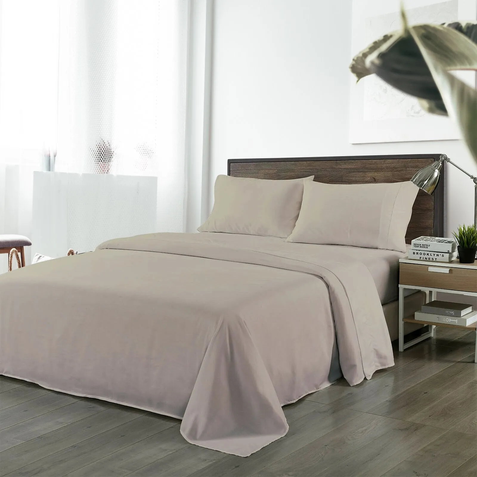 Royal Comfort Bamboo Blended Sheet & Pillowcases Set 1000TC Ultra Soft Bedding Double Warm Grey