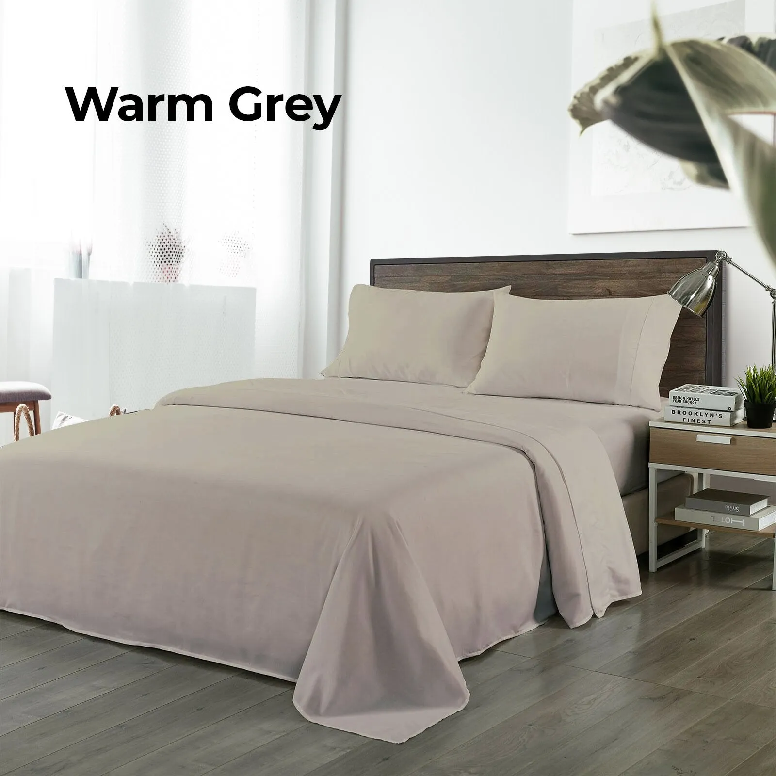 Royal Comfort Bamboo Blended Sheet & Pillowcases Set 1000TC Ultra Soft Bedding Double Warm Grey