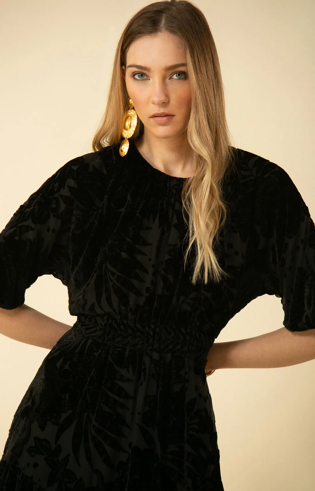 Ruby Solid Velvet Burnout Dress