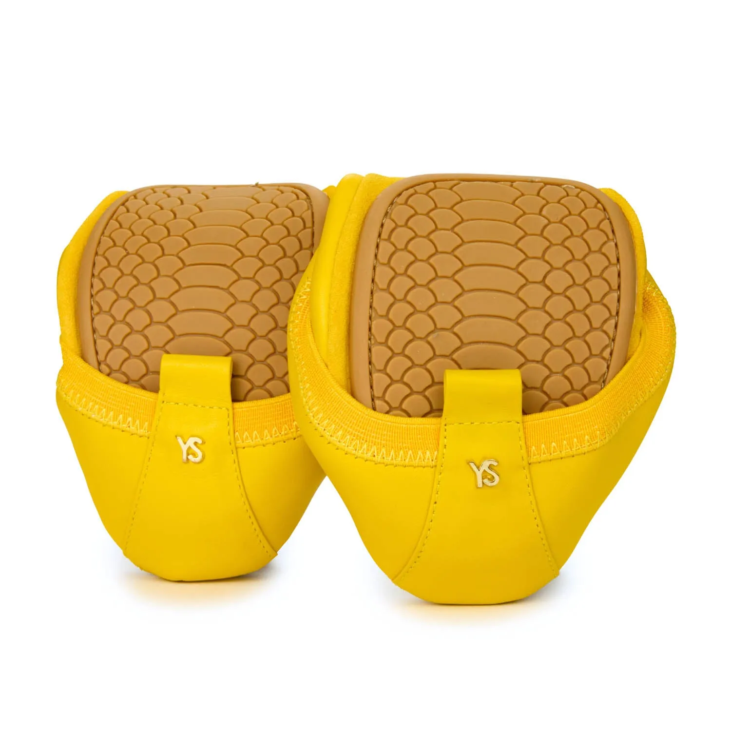 Samara Foldable Ballet Flat in Mustard Yellow Leather