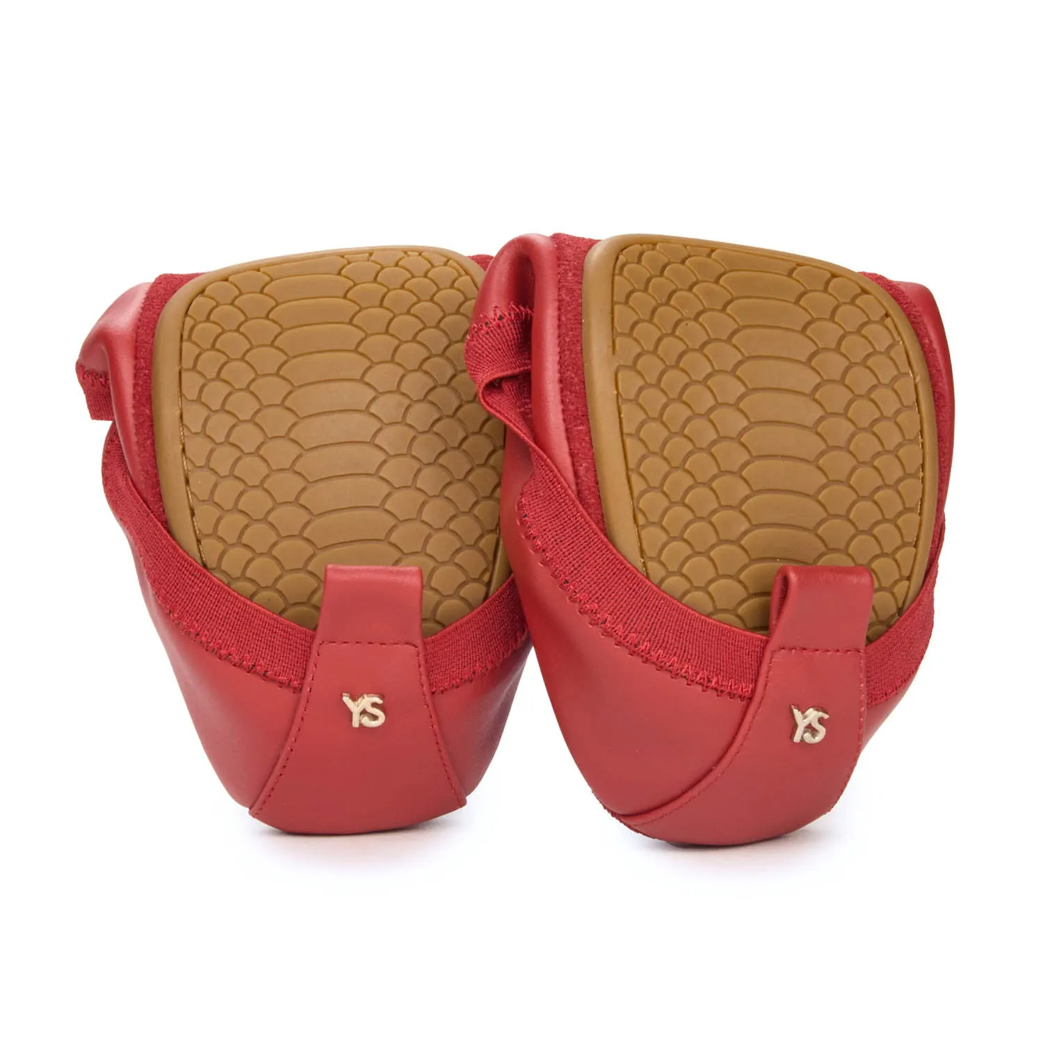 Samara Foldable Ballet Flat in Ruby Red Leather