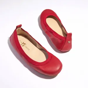 Samara Foldable Ballet Flat in Ruby Red Leather