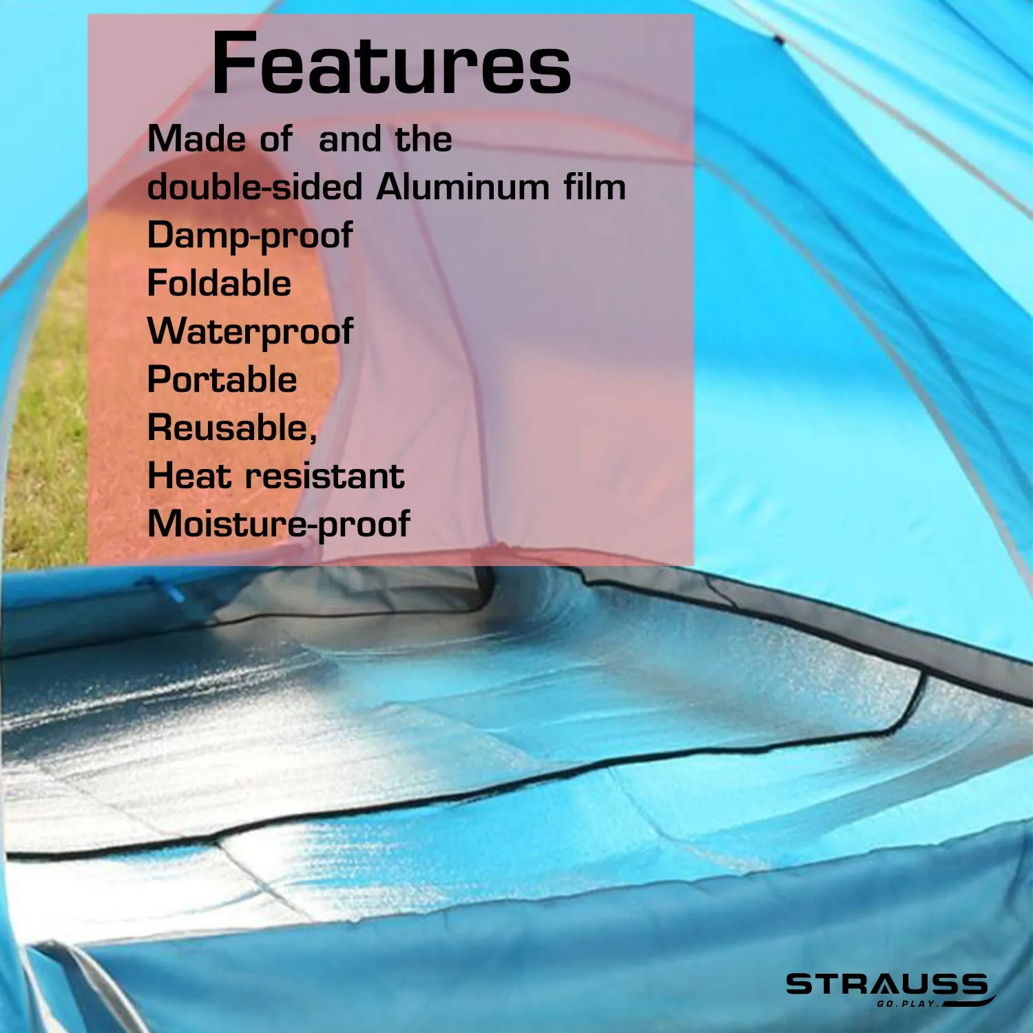 Strauss Camping Tent Mat | Double-Sided Moisture-Proof Aluminum Foil Foam Pad | Waterproof and Insulating Foil Mat | Picnic Mat | Camping Mat for Beach, Tent and Camping (6 Person)