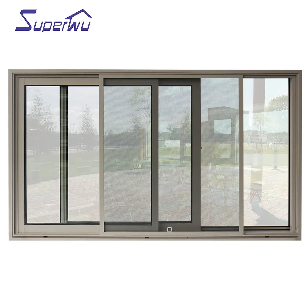 Superwu Factory Cheap Price aluminum sliding window with double tempered glass aluminium 2 panels sliding windows