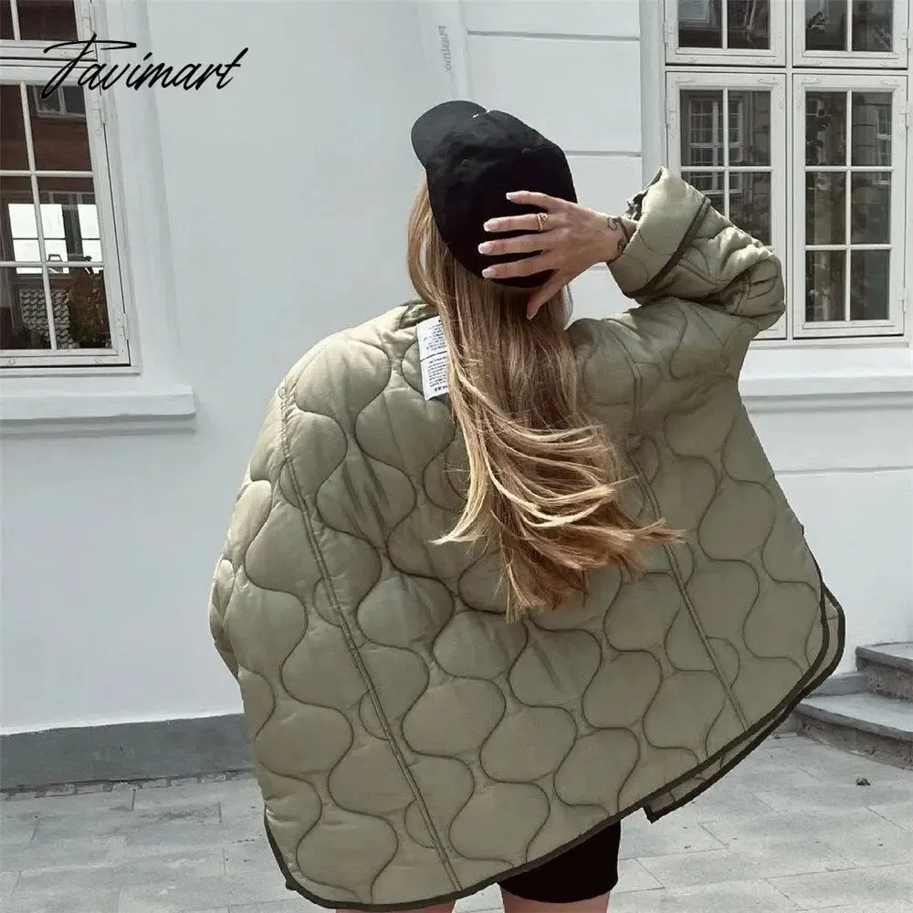 Tavimart Fashion Green Winter Warm Coat Women Casual Loose Single Breasted Pocket Jackets  New Autumn Winter Parkas Outwear